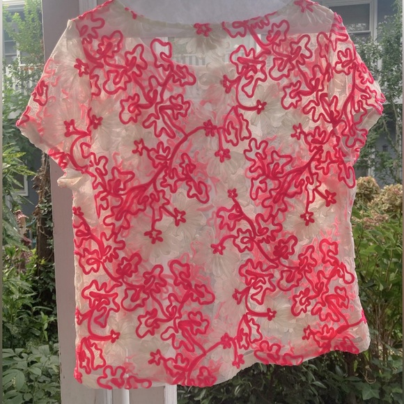 Anthro - Meadow Rue - Mesh Lace Embossed Floral tee - Picture 12 of 12